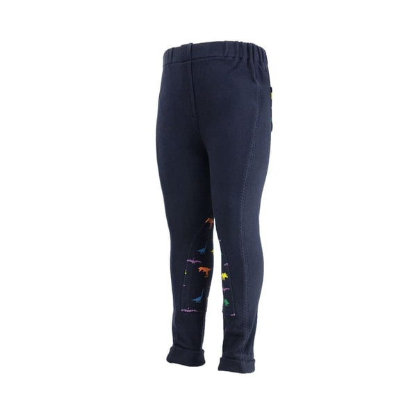 Hy Equestrian Dinosaur Tots Jodhpurs Childrens Unisex Pull-On Jods Navy S-XXL