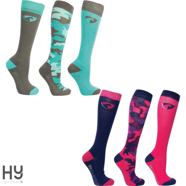 Hy Equestrian DynaForce Socks Mizs/Teen/Kids Long Bamboo Riding Socks Pack of 3