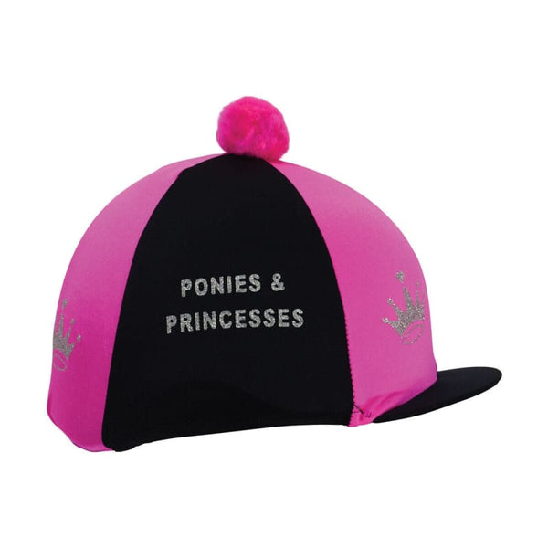 Hy Equestrian Ponies and Princesses Hat Cover Jockey Hat Silk with Fleece PomPom