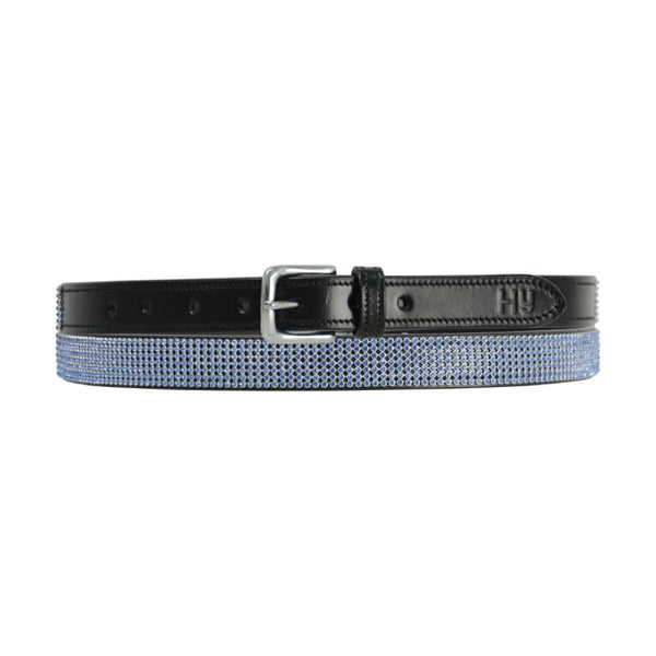 Hy Equestrian Sparkle Leather Belt with Diamantes Black Pink/Blue 90cm/100cm