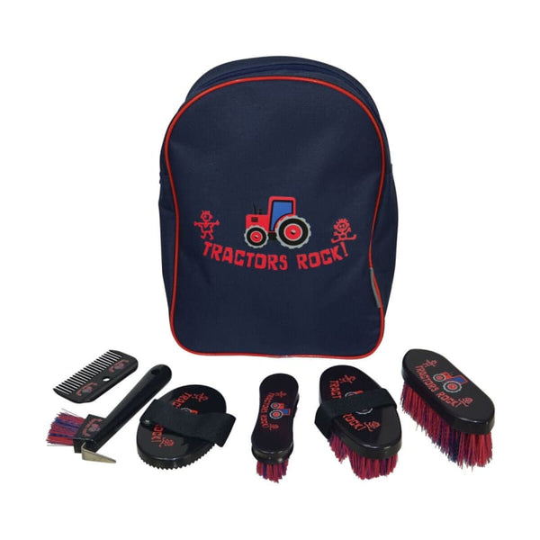 Hy Equestrian Tractors Rock Complete Grooming Kit Rucksack and Brushe Set For Kids