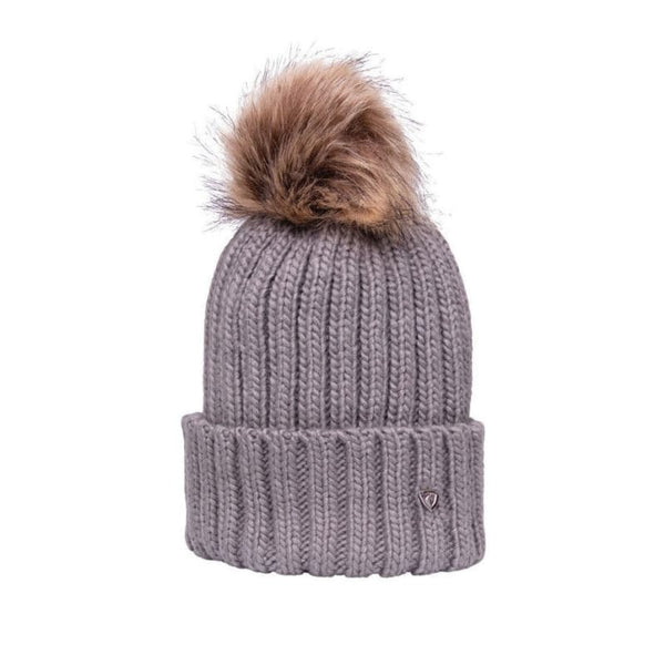 Hy Equestrian Valloire Childrens Hat Pom Pom Bobble Kids WoolyHat Grey/Pink/Plum