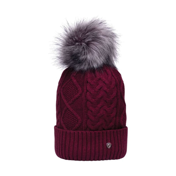 Hy Equestrian Vanoise Knitted Bobble Hat With Detachable Faux Fur PomPom