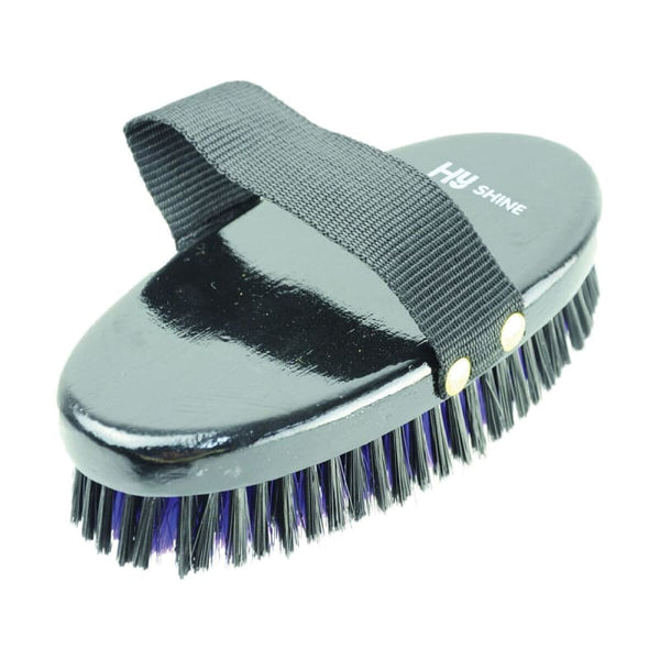 Hy Equestrian Wooden Body Brush Black Lacquered Medium HorseandPony Grooming Brush