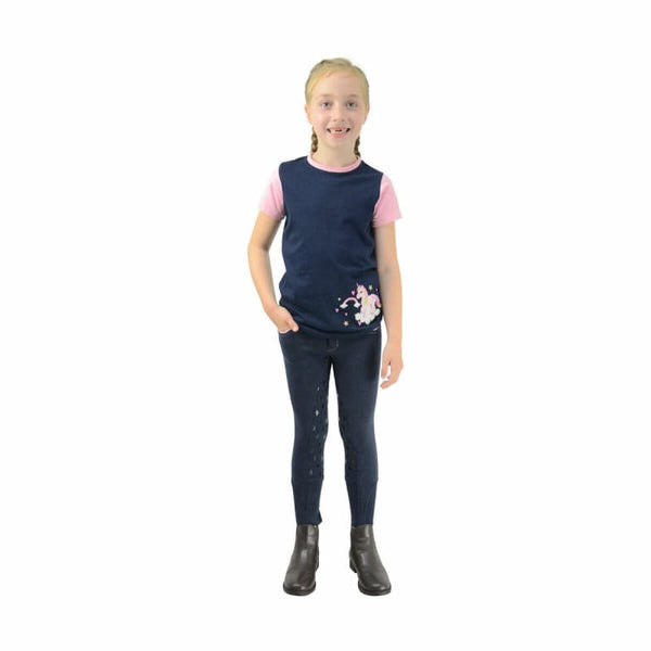 Hy Little Unicorn Breeches By Little Rider Grip Seat Bi-Stretch Navy/Pink 3-10yr