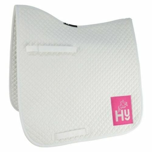 Hy Wither High Wither Embroidered COMPETITION Dressage Saddle Pad Cob/Full White