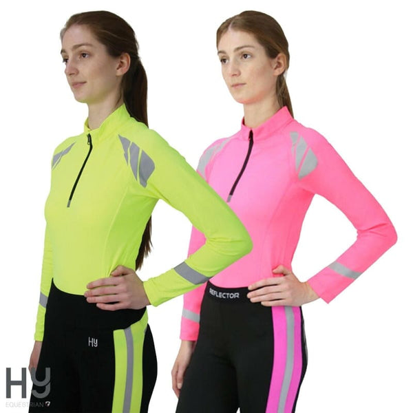 HyViz Reflector Base Layer by Hy Equestrian Adults High Visibility Stretch Top