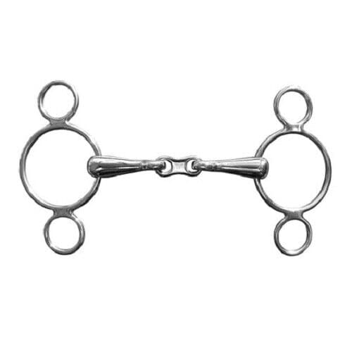 JHL Pro Steel JHLPS Continental 3 Ring French Link Double Jointed Gag Bit 5’-6’