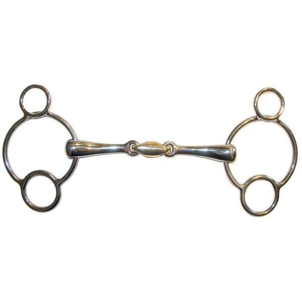 JHL Pro Steel JHLPS Looped Ring Snaffle with Brass Lozenge Gag Bit 5' - 6'