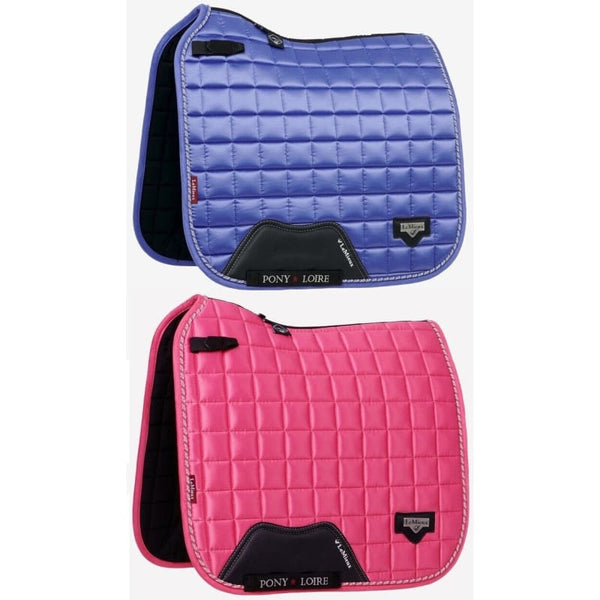 LeMieux Junior Loire Classic Satin Dressage Saddlepad Square Bluebell Watermelon