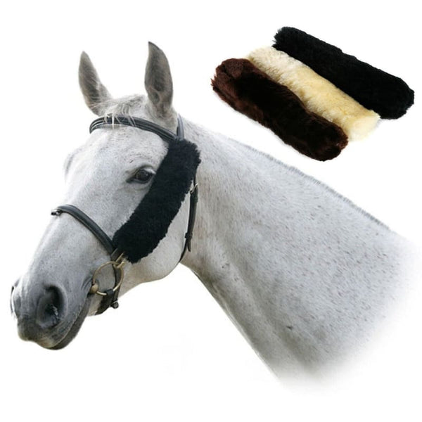 LeMieux Lambswool Fluffy Noseband Cover or French Blinkers Natural/Brown/Black