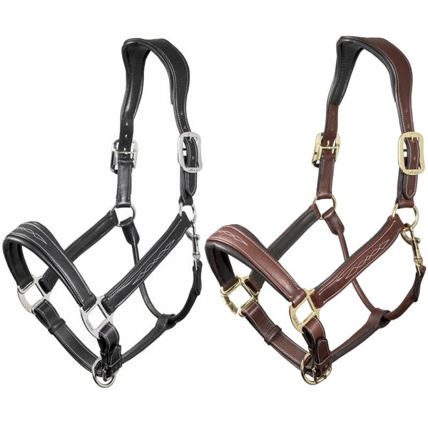 LeMieux Leather Stitch Ergonomic Padded Fancy Stitching Headcollar Black/Brown