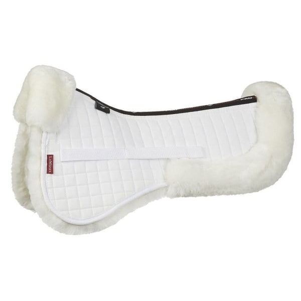 LeMieux Pro Lambskin DRESSAGE HALF PAD - Deep Straight Cut - White S/M/L 15'-18'