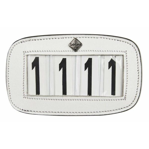 LeMieux Saddle Number Holder 4 Space Smart Leather Competition Pad Display White