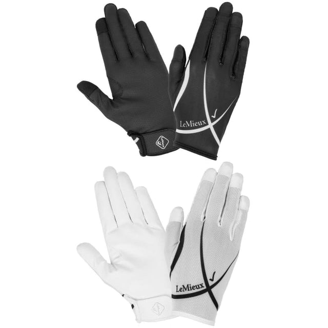 LeMieux Soleil Ultra Lightweight Summer Stretch Grip Riding Gloves Black White Cork Farm Equestrian