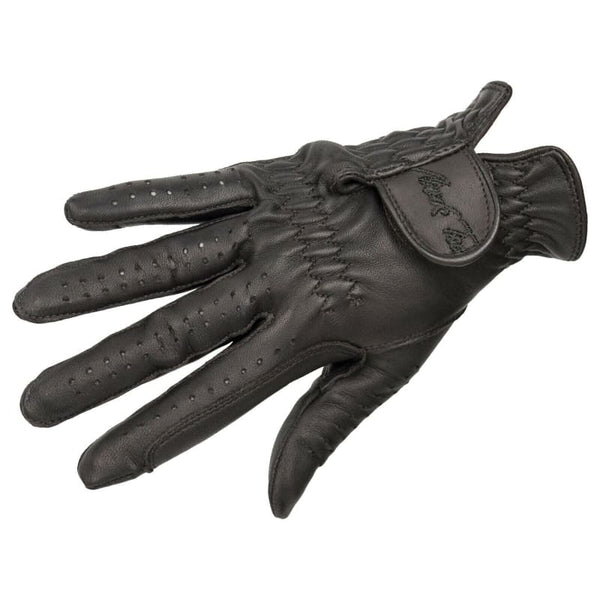 Mark Todd Adults Leather Ventilated Riding Show Gloves Black/Dark Brown XS-XL