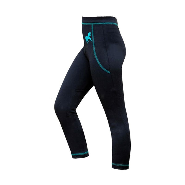 Mark Todd Childrens Kids Pull On Riding Leggings Joddings Navy/Aqua XSmall-Large