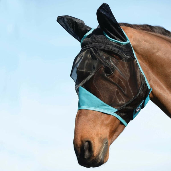 WeatherBeeta ComFiTec Fine Mesh Mask with Ears +60% UV Block Fly Mask Turquoise