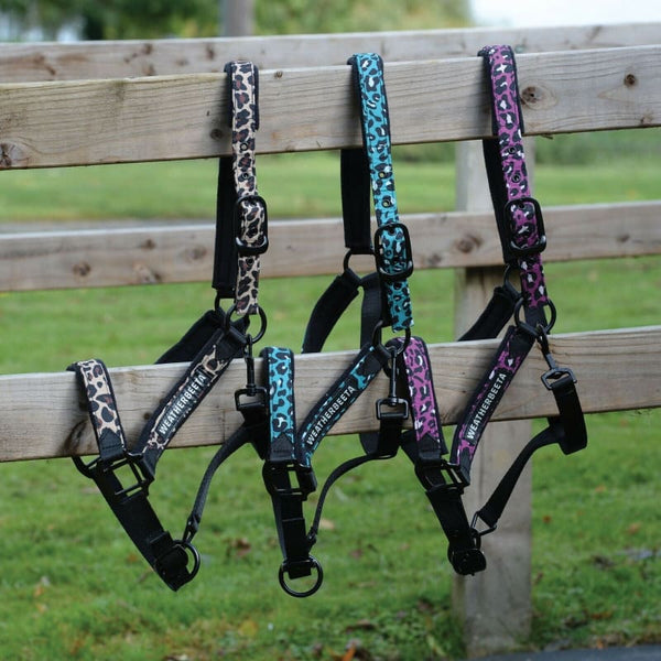 WeatherBeeta Leopard Headcollar Animal Print Nylon and Fleece Padding All Colours