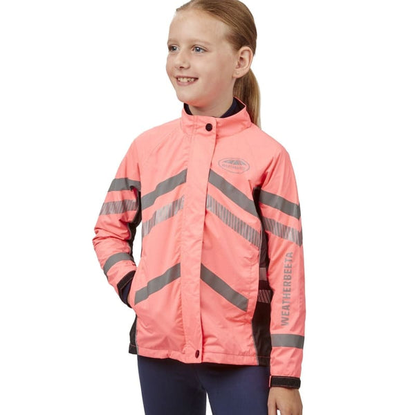 WeatherBeeta Reflective Lightweight Waterproof Jacket Kids Hi Vis Yellow/Pink