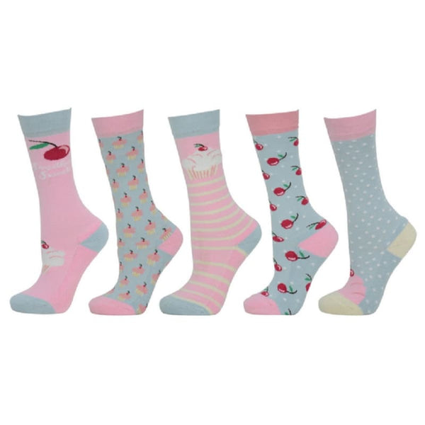 HyFASHION Childrens Multi-Pack Cupcake Short Socks Pink/Blue/Cherry 10-3