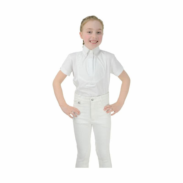 HyFASHION Childrens Tilbury Short Sleeved Tie Show Shirt Yellow/White XS-XL