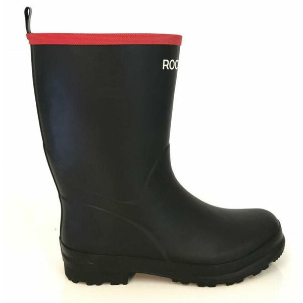 Rockfish Short Mid Height Unisex Rubber Wellington Boots Wellies Black UK 4-13