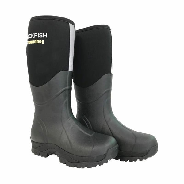 Rockfish Unisex Neoprene Lined Groundhog Wellington Muck Boots Black/Green 5-13